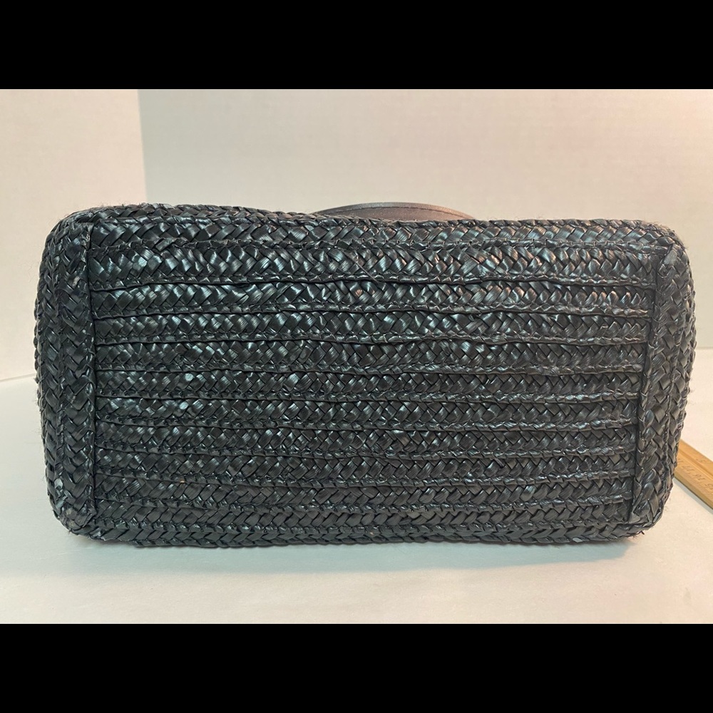 Braided Black Straw Satchel - Picture 4 of 5